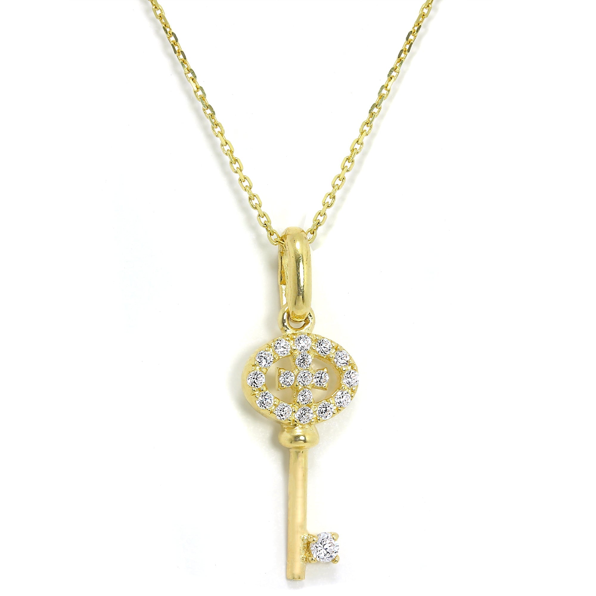 Anhänger aus 9 Karat Gelbgold mit Zirkonia-Kristallen auf einer 16–20 Zoll langen Kette