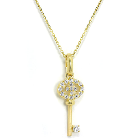 Anhänger aus 9 Karat Gelbgold mit Zirkonia-Kristallen auf einer 16–20 Zoll langen Kette