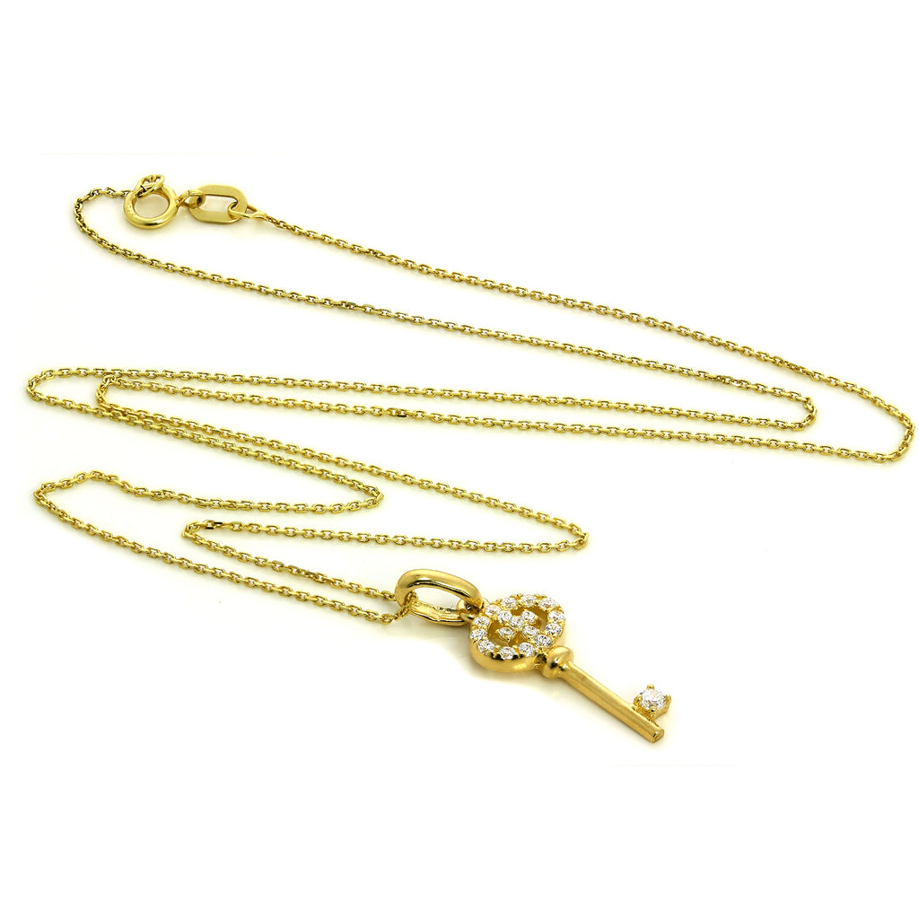 Anhänger aus 9 Karat Gelbgold mit Zirkonia-Kristallen auf einer 16–20 Zoll langen Kette
