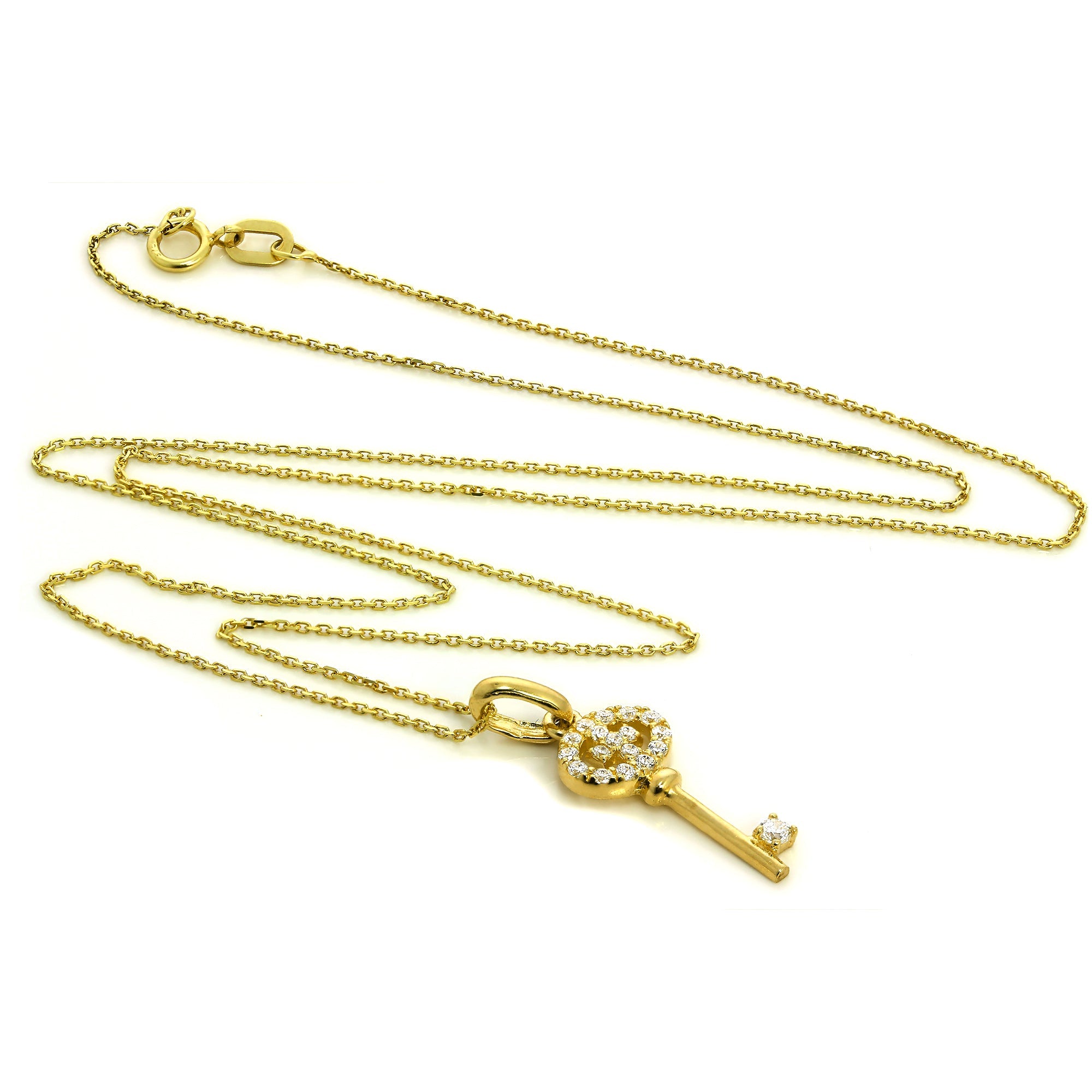 Anhänger aus 9 Karat Gelbgold mit Zirkonia-Kristallen auf einer 16–20 Zoll langen Kette
