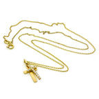 9 Karat Gold & CZ Kristall Verkrustet Doppel Kreuz - Anhänger Halskette 40,5 - 51 cm