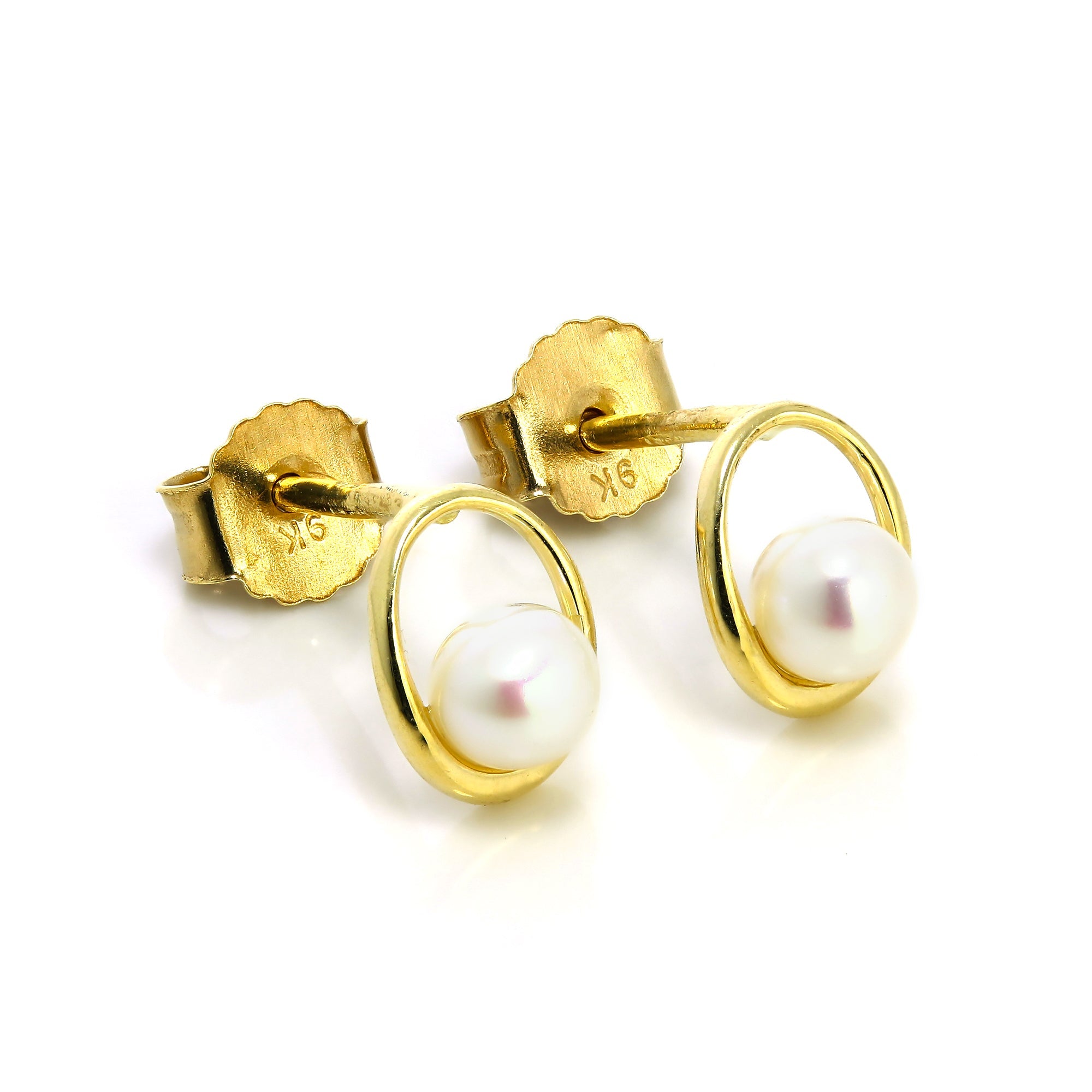 9 Karat Gold & Süßwasserperle Offen Ohrstecker 