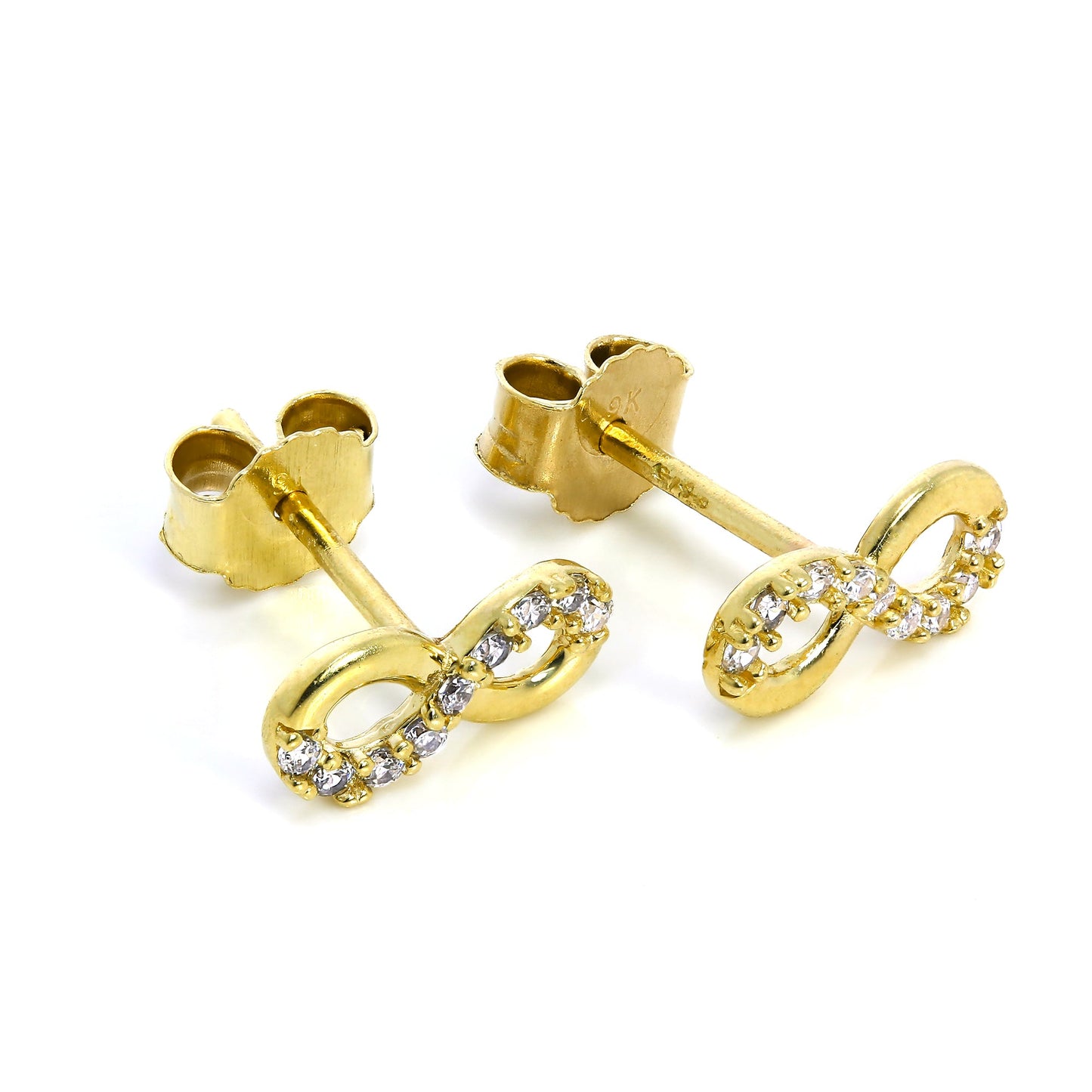 9 Karat Gold & CZ Kristall Unendlichkeitsschleife Ohrstecker