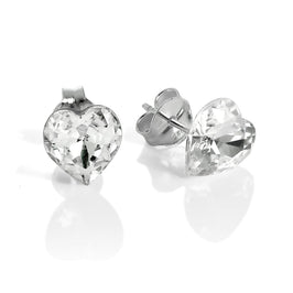 Sterlingsilber & Klar CZ Kristall Herz Ohrstecker