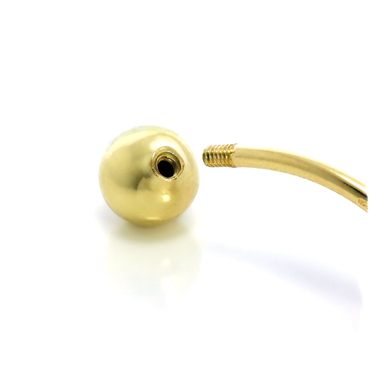 9 Karat Gold 6mm Rund Klar CZ Kristall Kugel Ende Bauchnabelstange