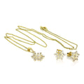 Set aus Anhänger und Ohrsteckern aus 9 Karat Gold mit Zirkonia-Kristallen in Schneeflockenform