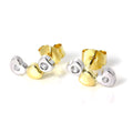 9 Karat Weiß - & Gelbgold Dreifach Herz Ohrstecker mit CZ Kristallen