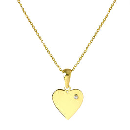 9 Karat Gold Gravierbar Herz Anhänger mit Diamant an Kette