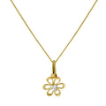 9 Karat Gold Ausgeschnitten Blume Anhänger mit CZ Kristall an Kette