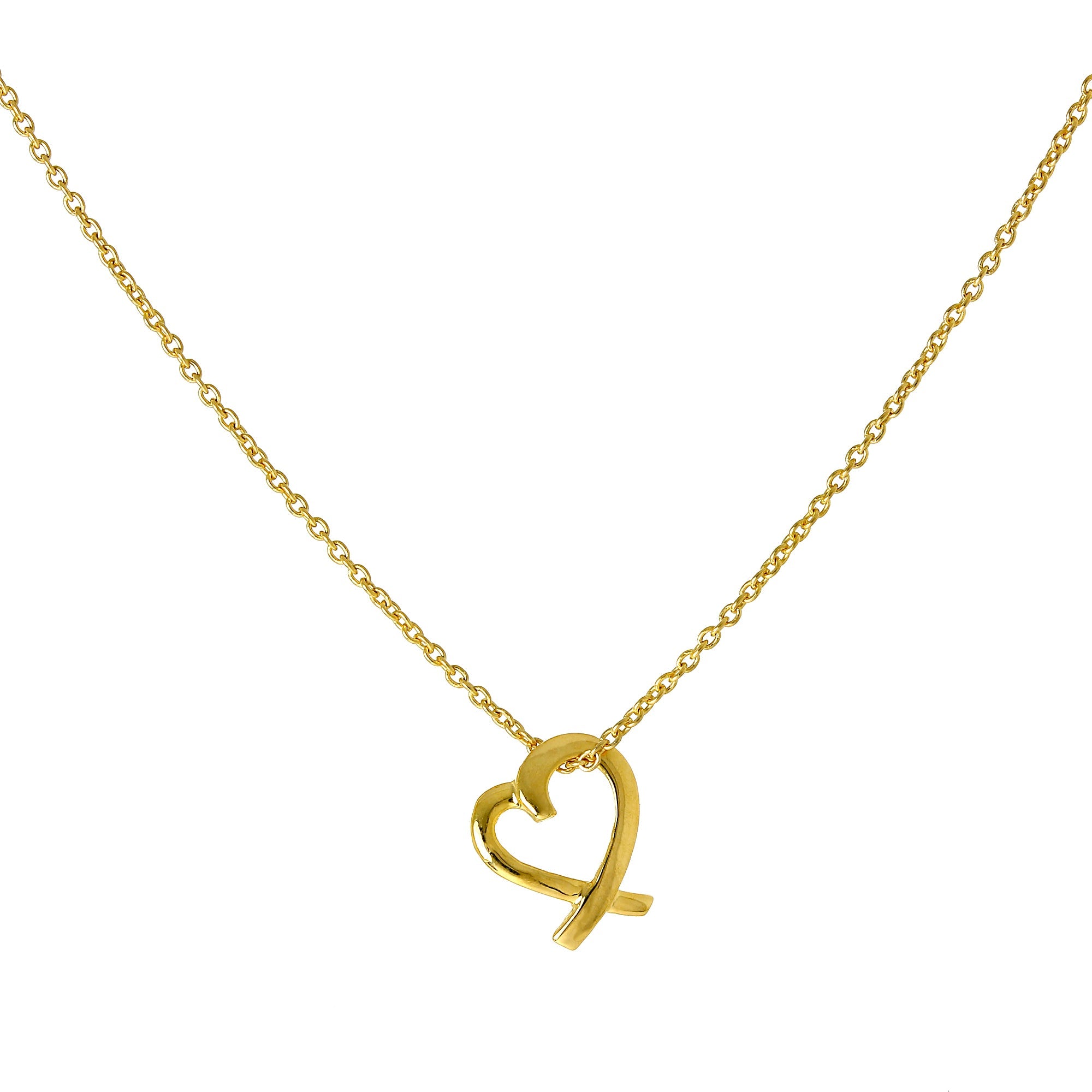 Offen Herz - Anhänger 9 Karat Gold, 40,5 cm, Halskette