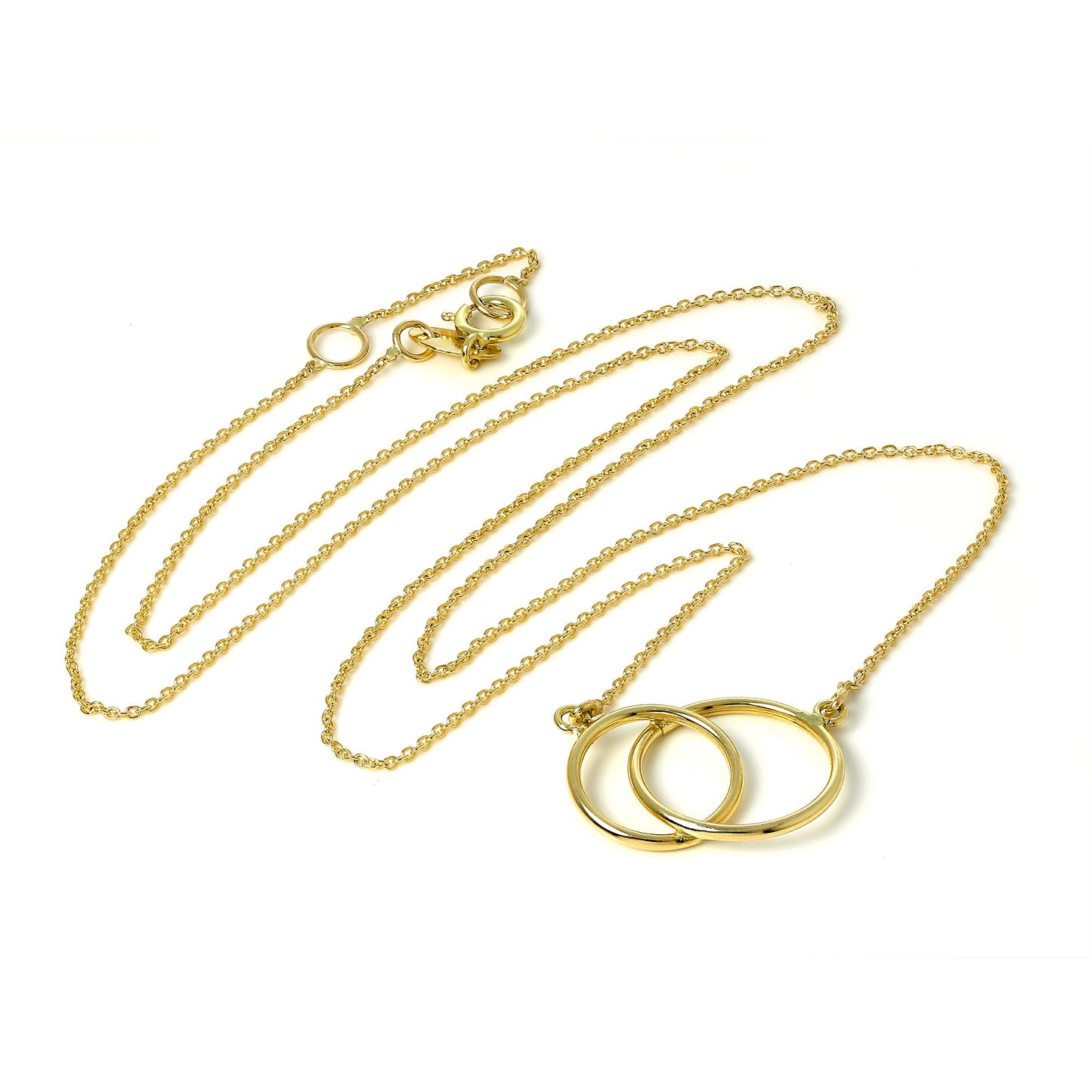 9 Karat Gold Ineinandergreifend Creolen Anhänger 40,5cm Halskette