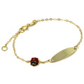 9 Karat Gold Gravierbar Namensschild Armband mit Marienkäfer Anhänger