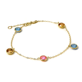 9 Karat Gold 18 cm Spurenkette Armband mit CZ Kristallen