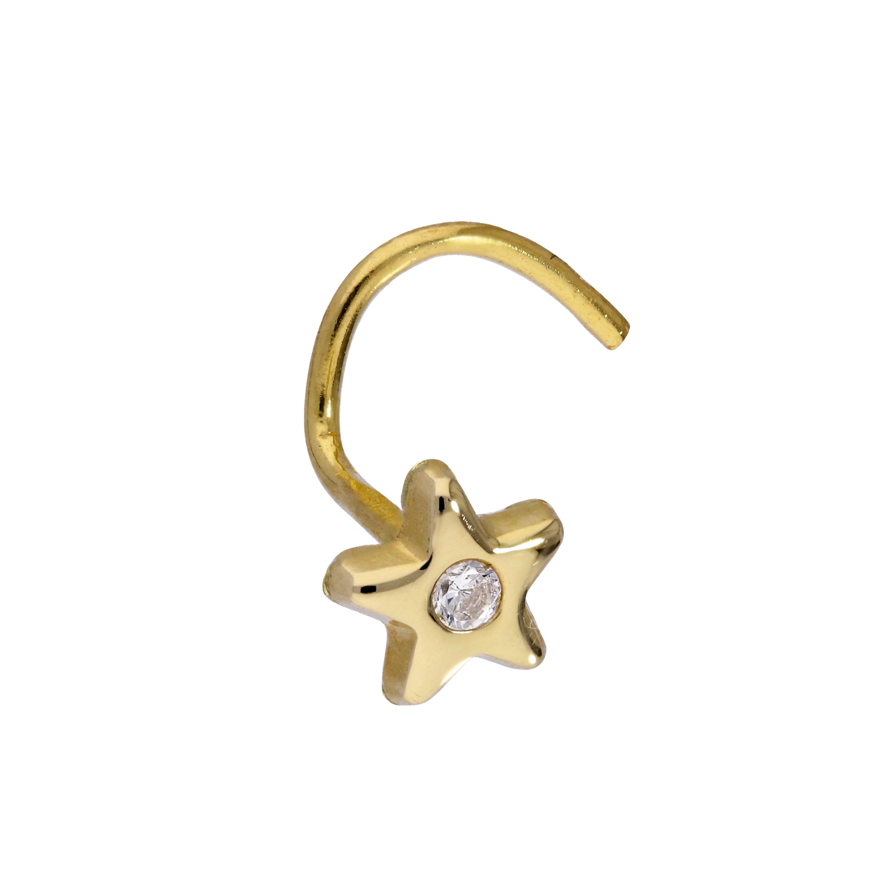 9 Karat Gold & CZ Kristall Stern Nasenschraube