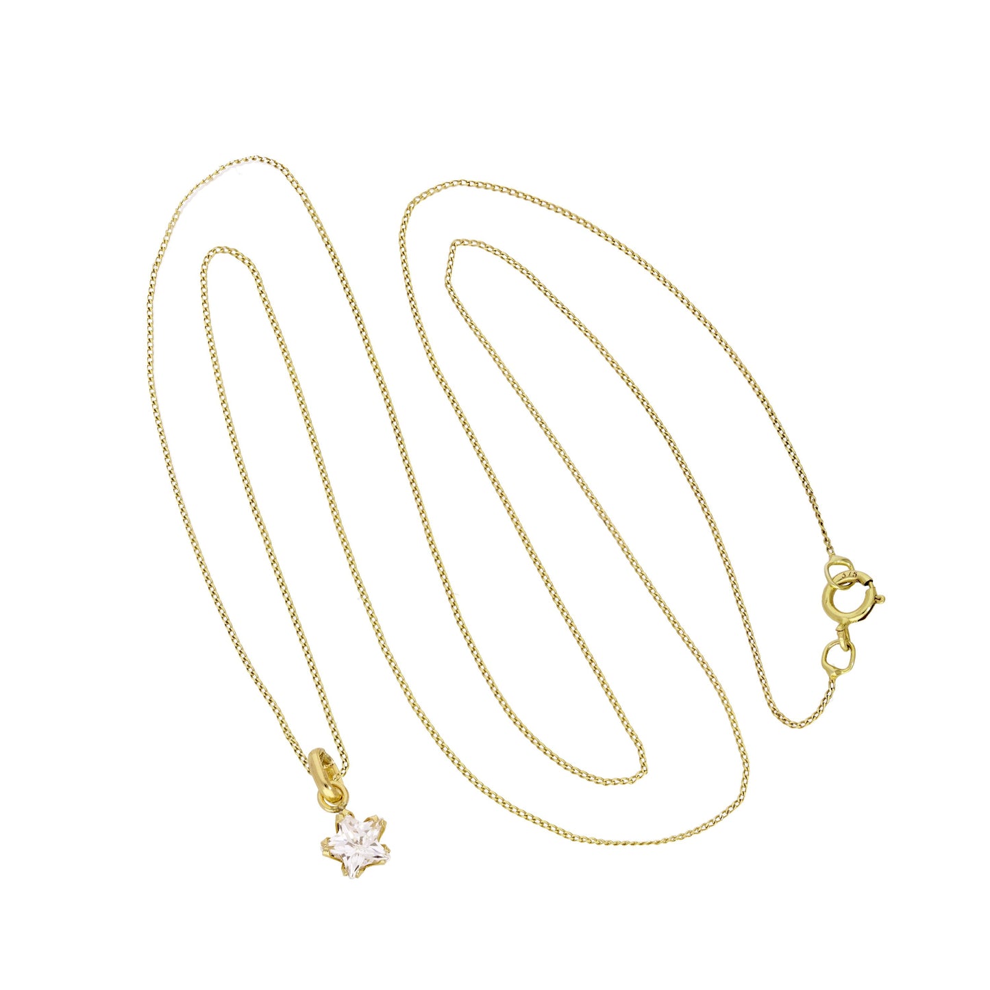 9 Karat Gold Halskette mit kleinem CZ-Kristallsternanhänger, 16–20 Zoll