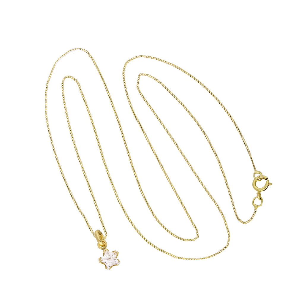 Halskette aus 9 Karat Gold mit kleinem Stern-Anhänger mit Zirkonia, 40 - 50 cm