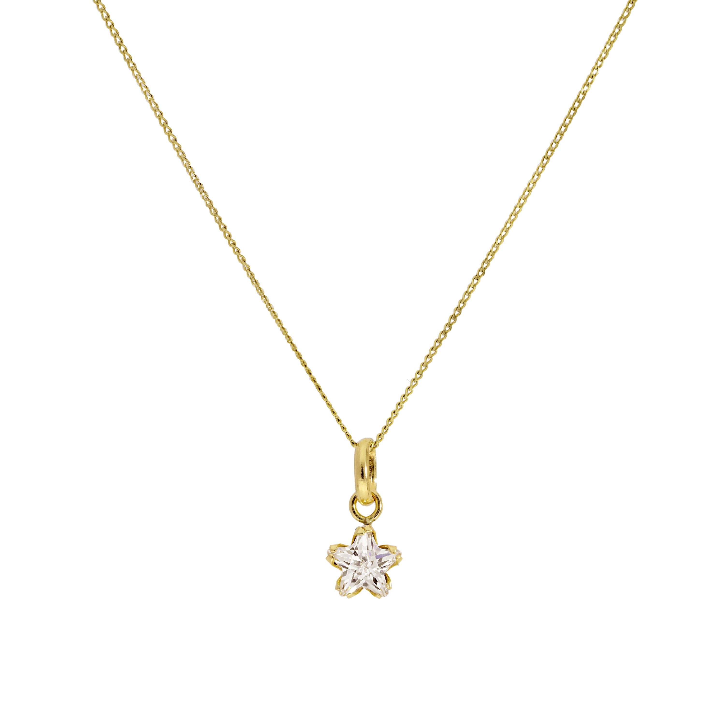 9 Karat Gold Halskette mit kleinem CZ-Kristallsternanhänger, 16–20 Zoll