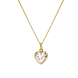 Halskette mit Herzanhänger aus 9 Karat Gold und klarem CZ-Kristall, 16–20 Zoll