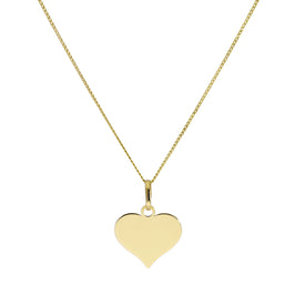 Halskette mit gravierbarem Herzanhänger aus 9 Karat Gold, 16–20 Zoll