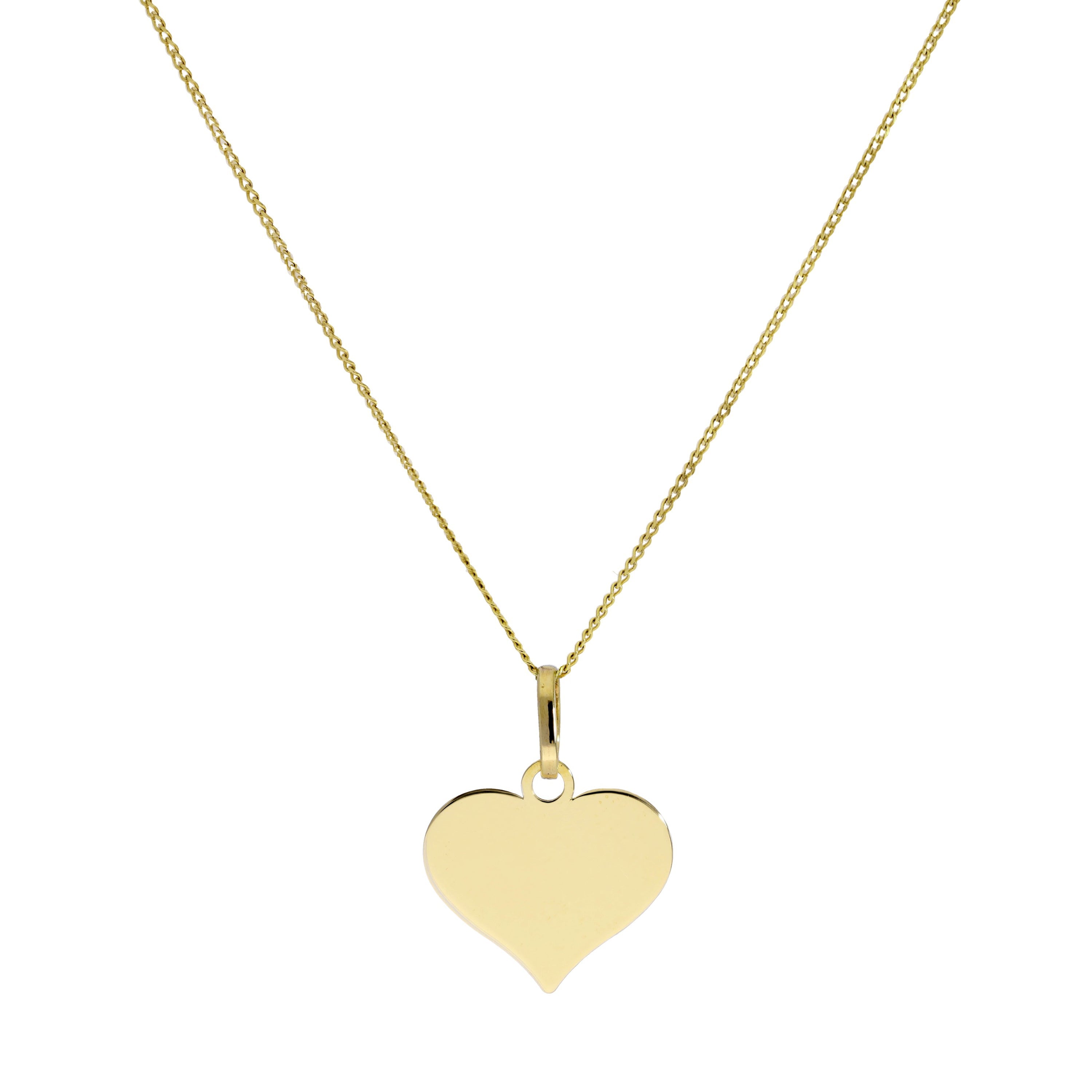 Halskette mit gravierbarem Herzanhänger aus 9 Karat Gold, 16–20 Zoll
