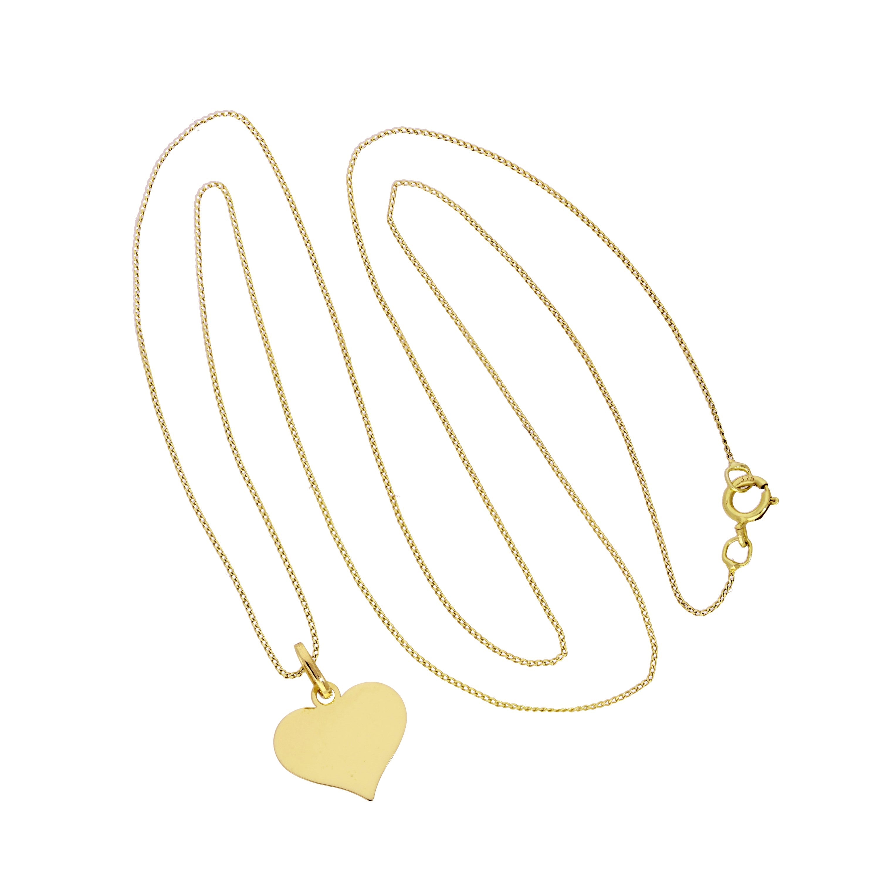 Halskette mit gravierbarem Herzanhänger aus 9 Karat Gold, 16–20 Zoll