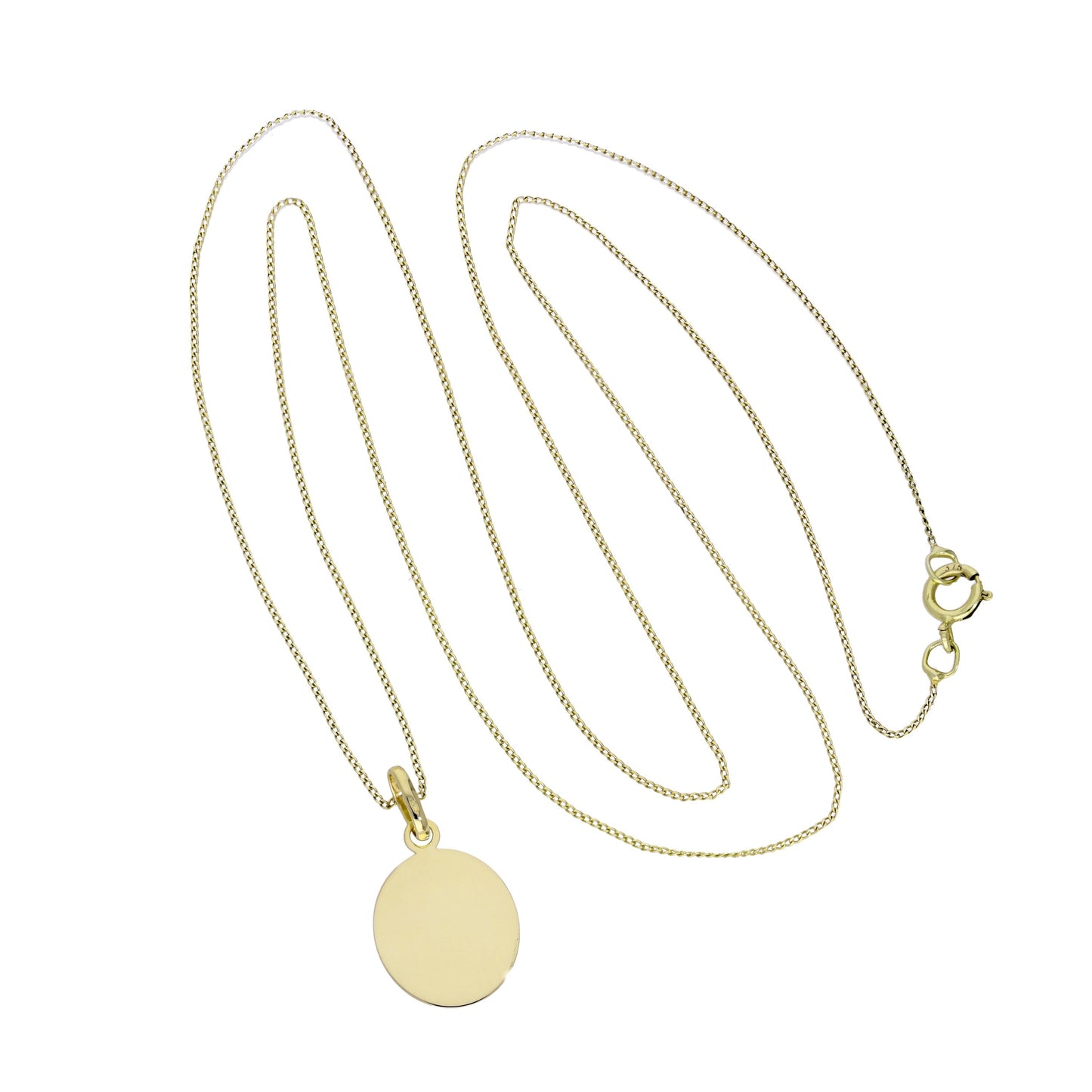 Halskette mit gravierbarem ovalem Anhänger aus 9 Karat Gold, 40–50 cm