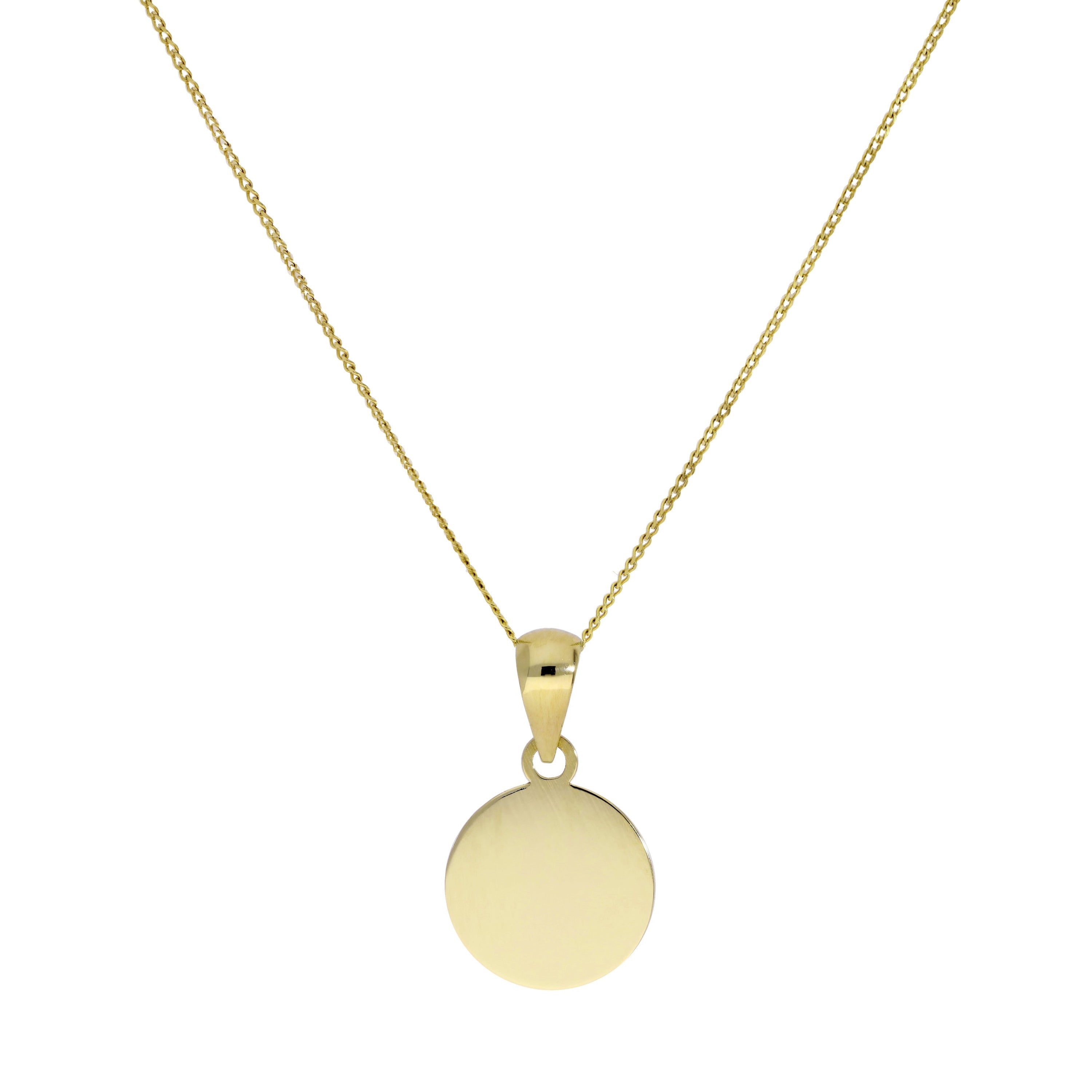 9 Karat Gold Gravierbar Rund Anhänger Halskette 40,5 - 51 cm Kette