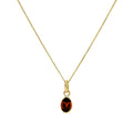 Halskette mit ovalem Anhänger aus 9 Karat Gold und Granat-CZ-Kristall, 40–50 cm