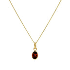 Halskette mit ovalem Anhänger aus 9 Karat Gold und Granat-CZ-Kristall, 40–50 cm
