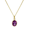 9 Karat Gold & Amethyst CZ Kristall Oval Anhänger Halskette 40,5 - 51 cm