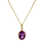 9 Karat Gold & Amethyst CZ Kristall Oval Anhänger Halskette 40,5 - 51 cm