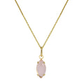 Halskette mit ovalem Anhänger aus 9 Karat Gold und Rosenquarz-CZ-Kristall, 40–50 cm