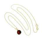 Halskette mit rundem Anhänger aus 9 Karat Gold und Granat-CZ, 16–20 Zoll