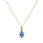 Halskette mit ovalem Anhänger aus 9 Karat Gold und Aquamarin-CZ, 40–50 cm