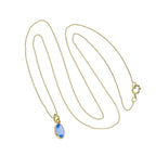 Halskette mit ovalem Anhänger aus 9 Karat Gold und Aquamarin-CZ, 40–50 cm