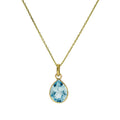 Halskette mit tropfenförmigem Anhänger aus 9 Karat Gold und Aquamarin-CZ-Kristall, 40–50 cm