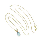 Halskette mit tropfenförmigem Anhänger aus 9 Karat Gold und Aquamarin-CZ-Kristall, 40–50 cm