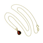Halskette aus 9 Karat Gold mit Tropfenanhänger aus Granat-Zirkonia, 40 - 50 cm