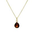 Halskette aus 9 Karat Gold mit Tropfenanhänger aus Granat-Zirkonia, 40 - 50 cm