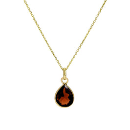 9 Karat Gold & Granat CZ Kristall Tränentropfen Anhänger Halskette 40,5 - 51 cm