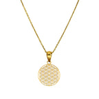 Halskette aus 9 Karat Gold mit Stern-Anhänger Blume des Lebens, 40 - 50 cm