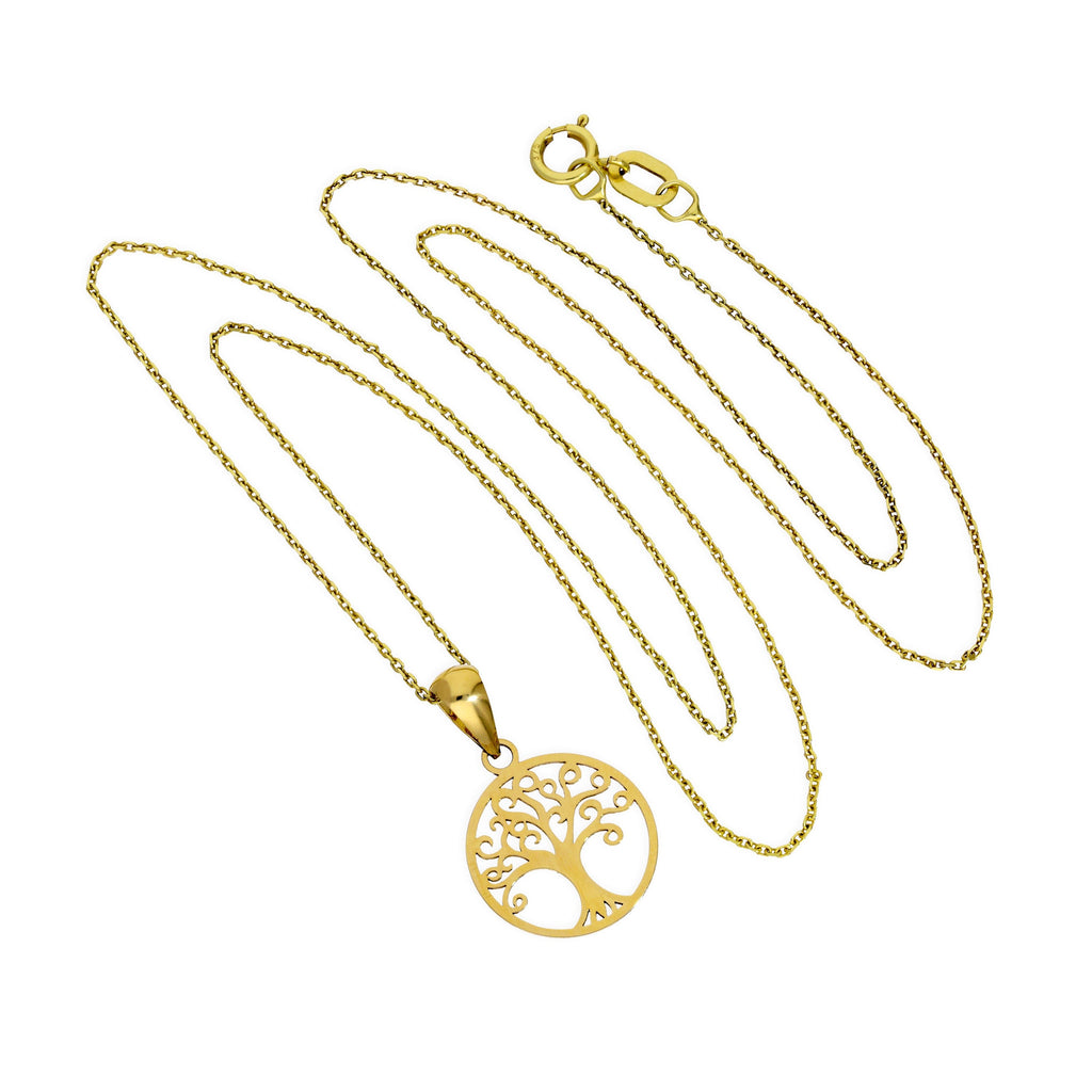 9 Karat Gold Baum des Lebens Anhänger Halskette 40,5 - 51 cm