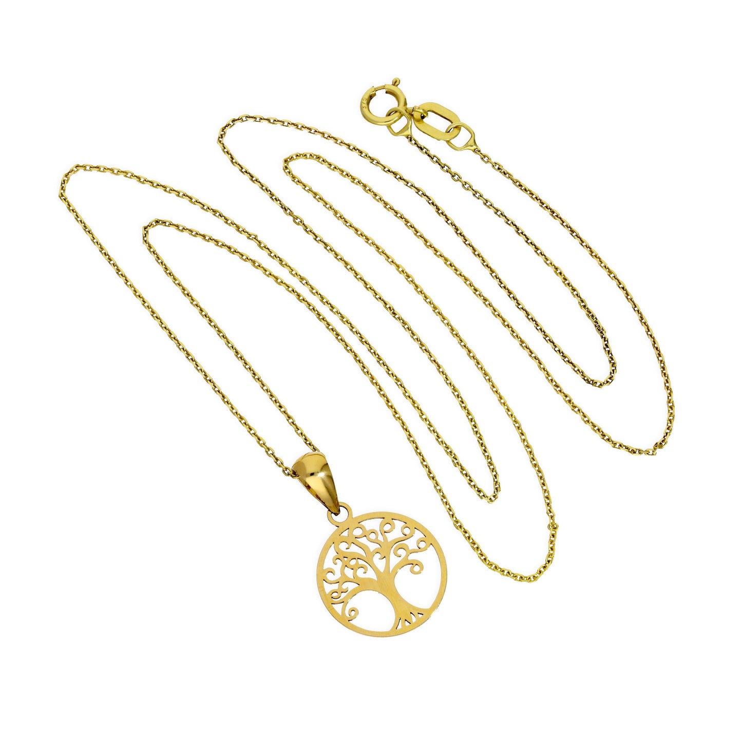 9 Karat Gold Baum des Lebens Anhänger Halskette 40,5 - 51cm