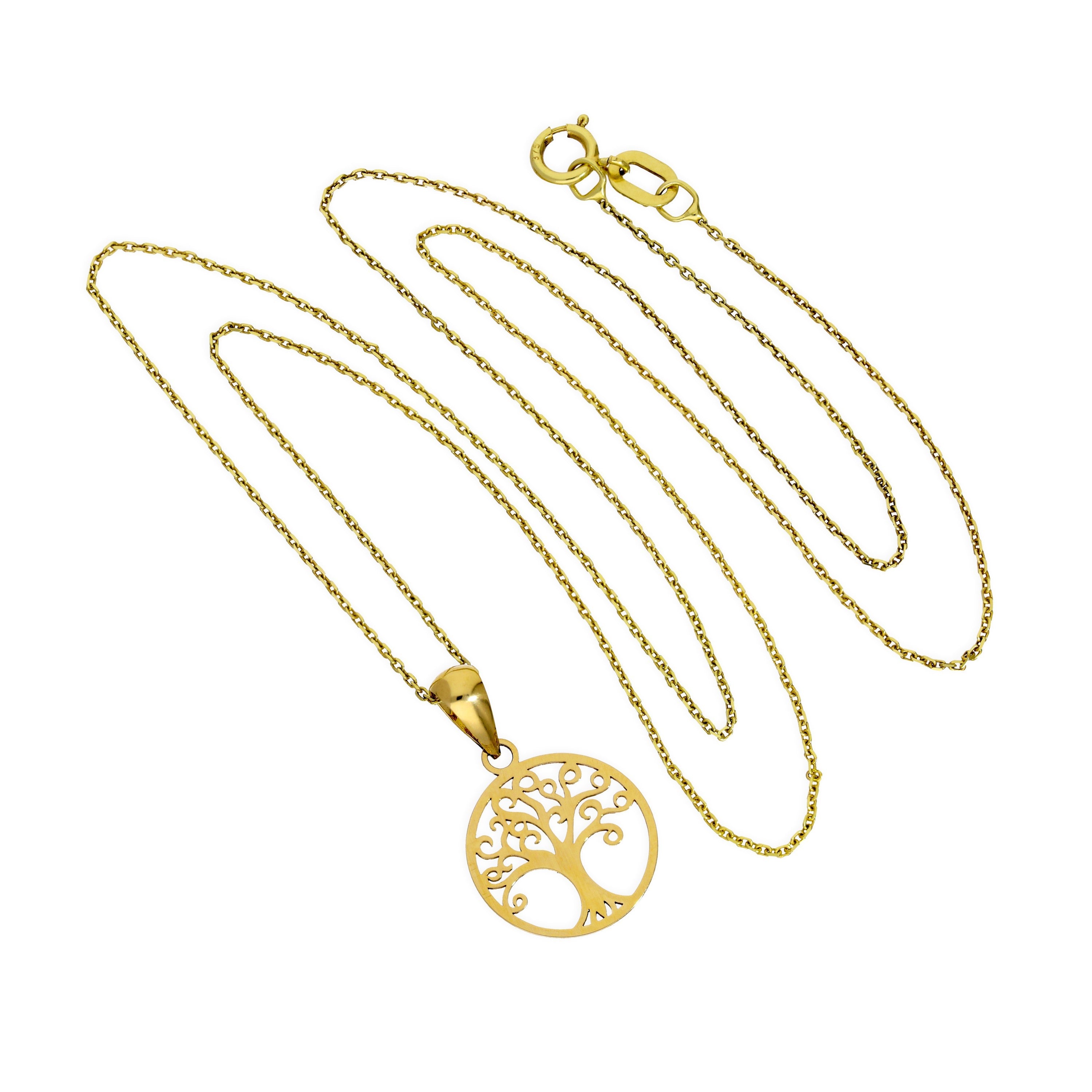 9 Karat Gold Baum des Lebens Anhänger Halskette 40,5 - 51 cm