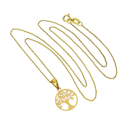 9 Karat Gold Baum des Lebens Anhänger Halskette 40,5 - 51cm