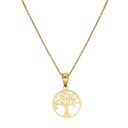 9 Karat Gold Baum des Lebens Anhänger Halskette 40,5 - 51cm