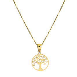 9 Karat Gold Baum des Lebens Anhänger Halskette 40,5 - 51 cm