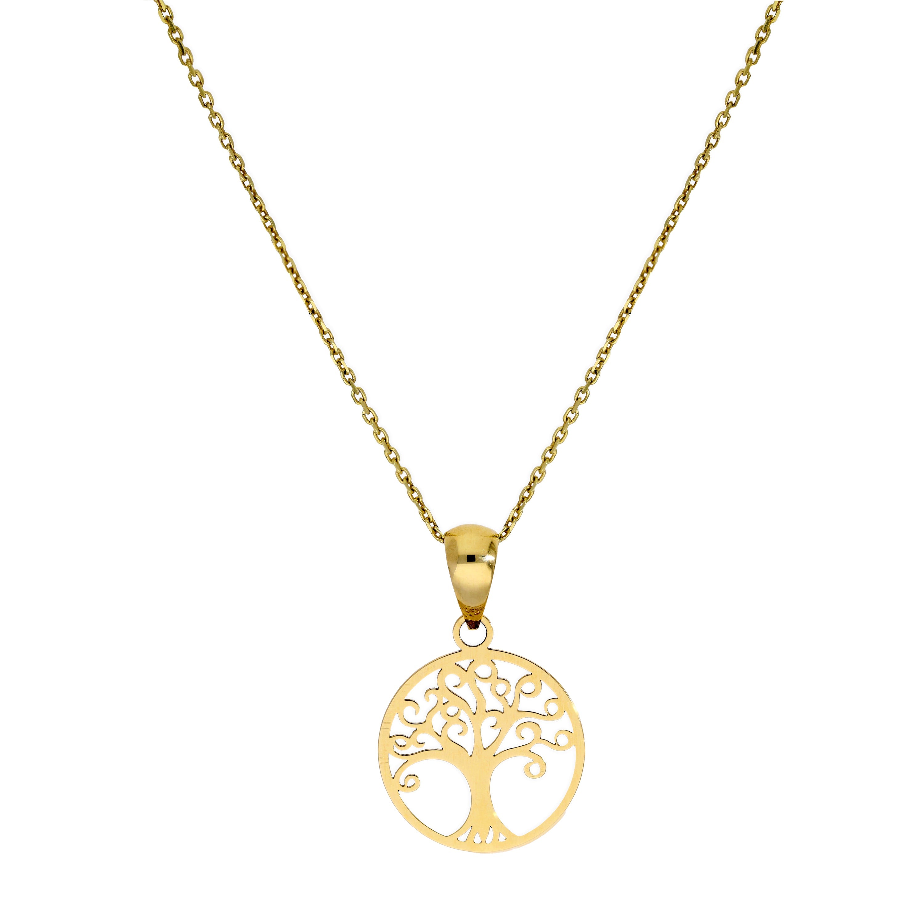 9 Karat Gold Baum des Lebens Anhänger Halskette 40,5 - 51 cm
