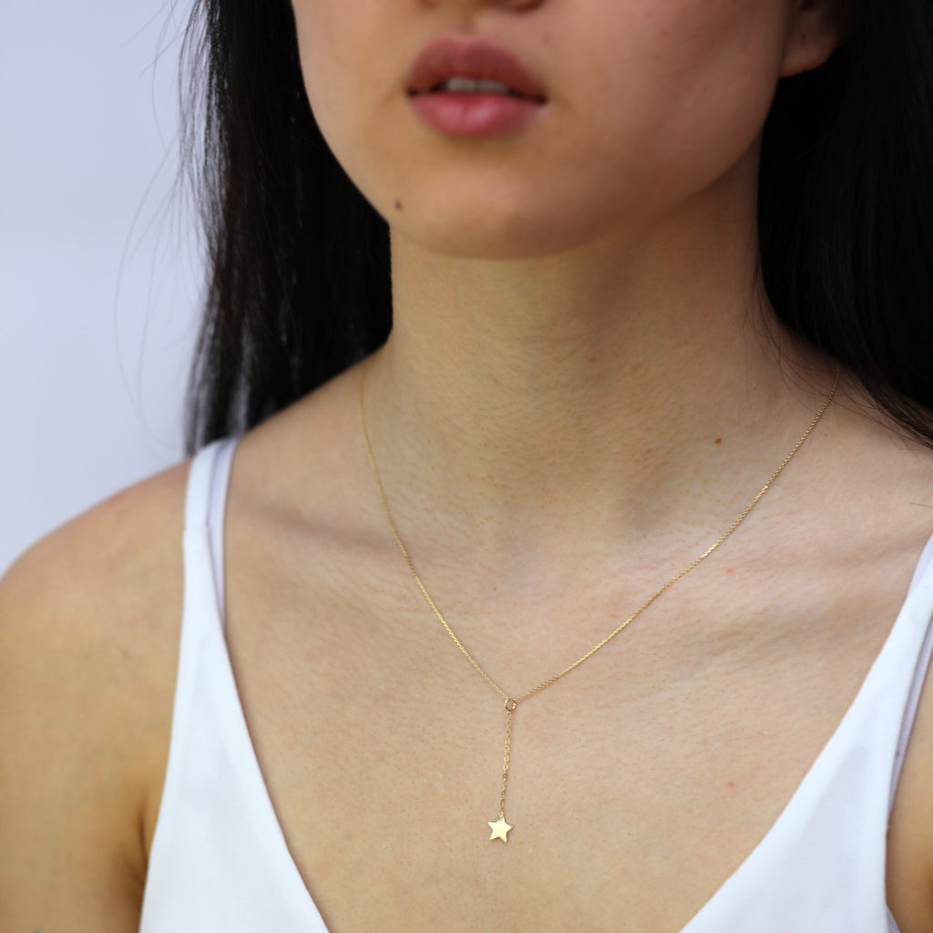 9 Karat Gold Stern Hänge Anhänger Halskette 40,5 - 51 cm