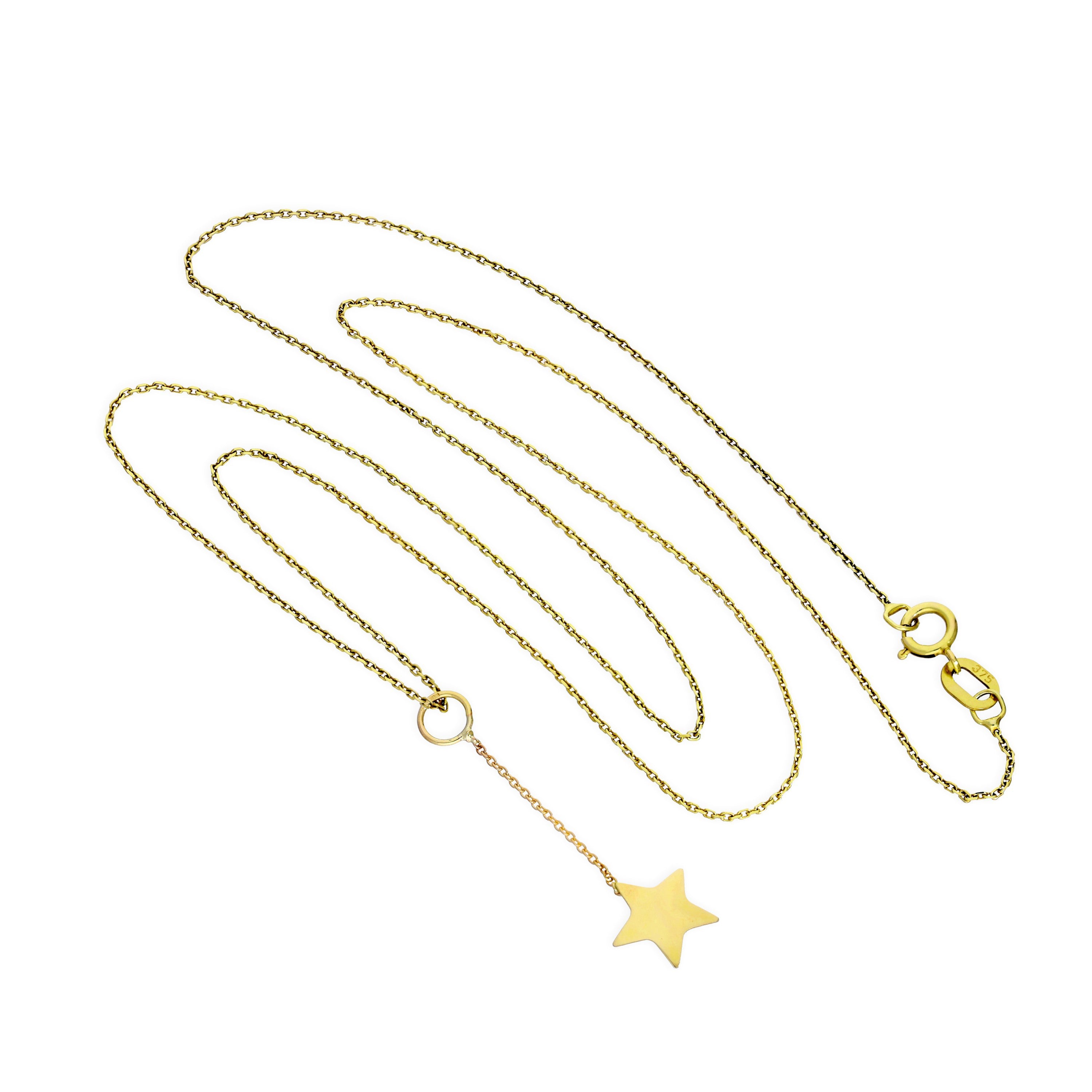 9 Karat Gold Stern Hänge Anhänger Halskette 40,5 - 51 cm
